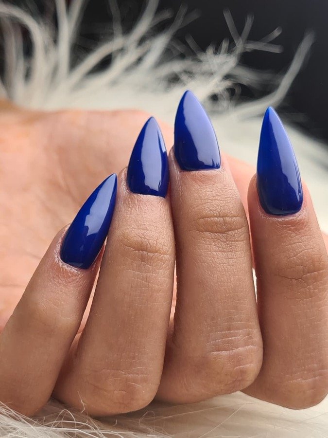 Blue and purple stiletto nail set